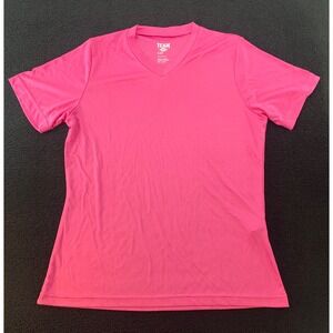 TEAM 365 Athletic V Neck T Shirt Pink Short Sleeve Polyester M/M Ladies